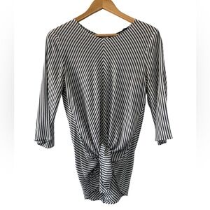 Zara Casual Blue Striped Blouse Top - L